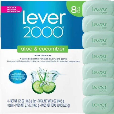 Lever 2000 Bar Soap, Aloe & Cucumber, 4 oz bars, 8 ea