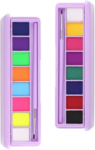 Mysense 16 Colors Water Activated Eyeliner Palette,Face Paint Fluorescent Bright Rainbow Colorful Body Paint Makeup,Matte and UV Glow Graphic Eyeliner,With Eyeliner Brush