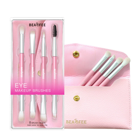 BEASOFEE Makeup Brushes Dual Ended Eyeshadow Brush Eyeliner Brushes for Makeup Portable Eye Powder Foundation Brush Eye Brown Shape kit for Even & Precise Blending Soft Washable Synthetic Fibers (Pink, 1Pack)