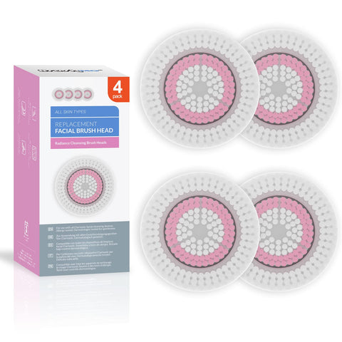 Brushmo Replacement Facial Cleansing Brush Heads compatible with Radiance Cleanse Brush Head, 4 pk