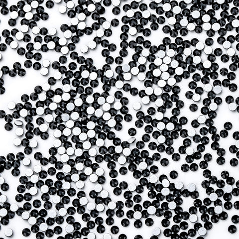 Crystal Rhinestones - Flatback Colored Jewels for Crafting, Nail Art, Clothes, Shoes, Bags, DIY Decoration, Round Gemstones for Fabric, Acrylic, Plastic, Decor - Black Rhinestones SS8 1440Pcs