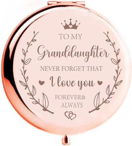 KGKAIMIZL Granddaughter GiftsÂ fromÂ GrandmaÂ andÂ Grandpa, Compact Makeup Mirror for Granddaughter, Gifts for Granddaughter, Granddaughter Compact Mirror, to My Granddaughter Birthday Gifts