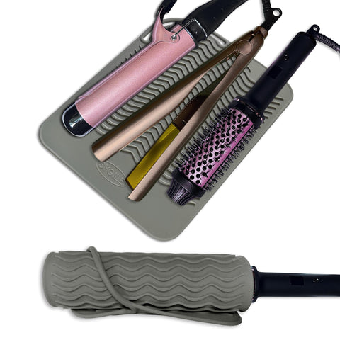 Sygile 11" X 7.5" Larger Size Heat Resistant Silicone Travel Mat, Anti-heat Pad for Hair Straighteners, Curling Irons, Flat Irons and Other Hot Styling Tools - Gray