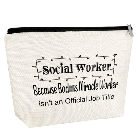 Gfhzdmf Thank You Gifts for Social Worker Makeup Bag School Social Worker Appreciation Gift for Volunteer Coworker Cosmetic Bag Birthday Gift for Social Worker Gifts for Coworker Leaving Gifts,