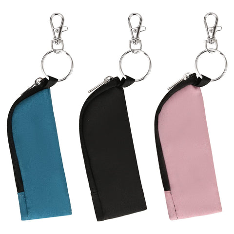 Meiiy Chapstick Holder Lip Balm Sleeve Pouch Portable Lipstick Holder Bag Lip Gloss Holder With Hook Gift for Women (3pcs)