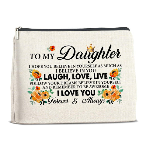 YeleY Daughter Gifts From Mom Dad, Gift for Daughter Makeup Bag, Daughter Birthday Gift Ideas, Christmas Graduation Gift for Daughter Cosmetic Bag, multicolor