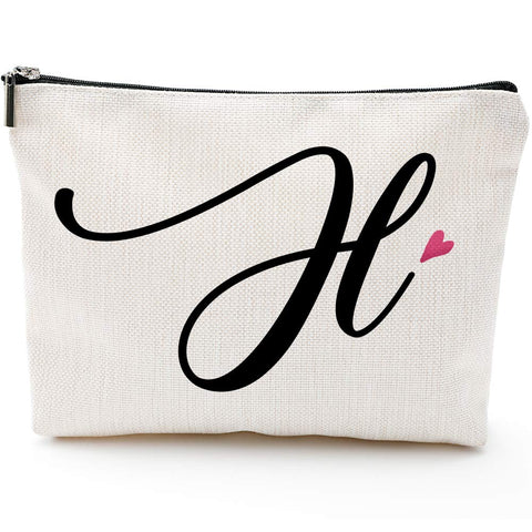 H Initial Monogram Personalized Travel Makeup Bag,Cosmetic Bag Pencil Pouch Gifts with Zipper Waterproof(Makeup bag-Letter H)