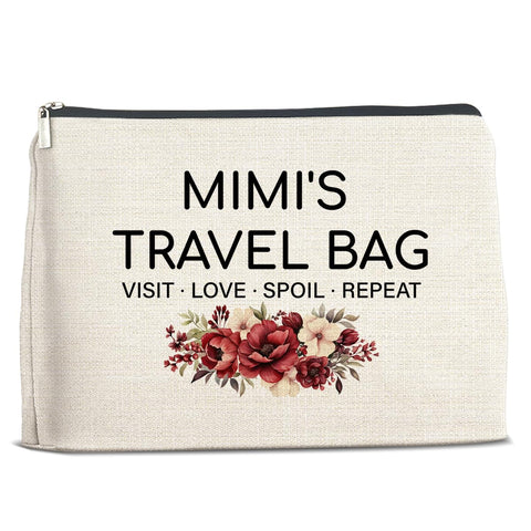 Mimi's Travel Bag Makeup Bag Cosmetic Makeup Bag Pouch, Mimi Gifts From Grandson Granddaughter, Gifts for Mimi Grandma Birthday Christmas Mother's Day, polychrome, 10 x 7 inches