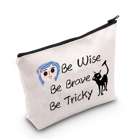 MEIKIUP C-ora-line Cosmetic Bag Be Wise Be Brave Be Tricky The Secret Door Thriller Fantasy Cartoon Makeup Bag Gift For Girl, Be Wise bag,