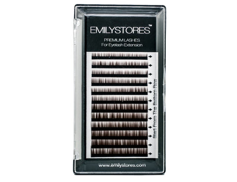 EMILYSTORES Lash Eyebrow Extensions Color Brown Thickness 0.10 mm Length 5/6/7/8MM Mixed Sizes One Tray