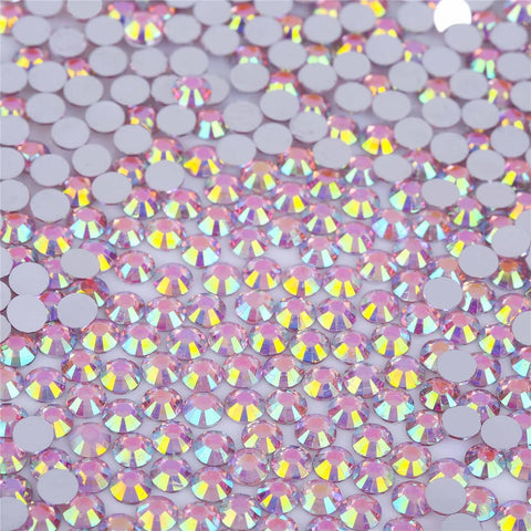3000 Pieces SS6 2mm Flatback AB Rhinestones Clear Glass Round Gems Crystals for Nail Art DIY Crafts Clothes Shoes Bags ?Light Pink?