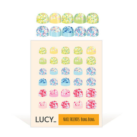 Lucy Beauty Market 3-7Yo, Pastel Glitter: Bong Bong Non-Toxic Nail Art Stickers for Kids 3-7Yo – Colorful, Cute, Super Hero, Glitter – Long Lasting (30 Stickers) (Glitter Pastel)