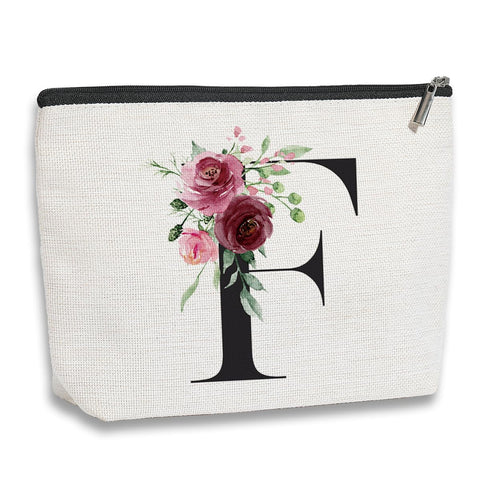 kdxpbpz Birthday Gifts for Women Mom, A-Z Personalized Makeup Bag, F