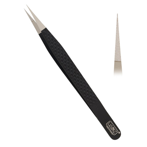 fiber tip eyelash extension tweezers (black)