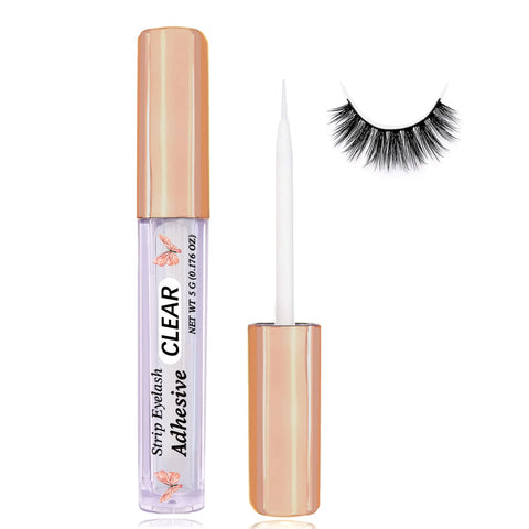 CMNRO Clear Eyelash Glue for False Lashes Super Strong Hold Latex-Free Suitable for Sensitive Eyes Waterproof 0.176 OZ (1 Pack)