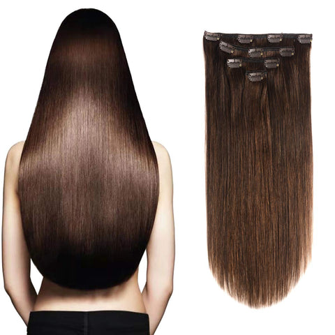 14 =60G, Darkest Brown #2: Geelook Clip In Hair Extensions 14" Double Weft 100% Remy Human Hair Grade 7A Quality Thick Long Soft Silky Straight 4Pcs 10Clips For Women 60Grams Darkest Brown