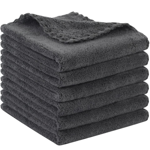 SUNLAND Microfiber Face Makeup Remover Cloth Reusable Facial Cleansing Towel Ultra Soft Face Washcloth 11inchx 11inch (6pack, dark grey)