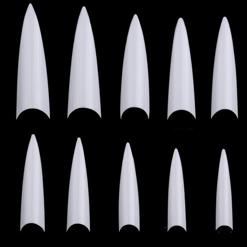 1000Pcs Long Stiletto Nail Tips Half Cover False Nail Tips White Fakes Nails and 1 Professional Acrylic Nail Tips Cutter