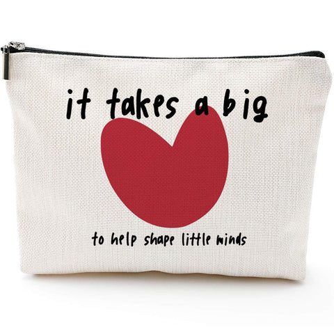 Teacher Thank You Gifts for Women,Teacher Appreciation Gift,Teacher Thank You Gifts, Teacher Makeup Bag, Teacher Pencil Pouch, Best Teacher Gift, Preschool, Elementary,A Big Heart