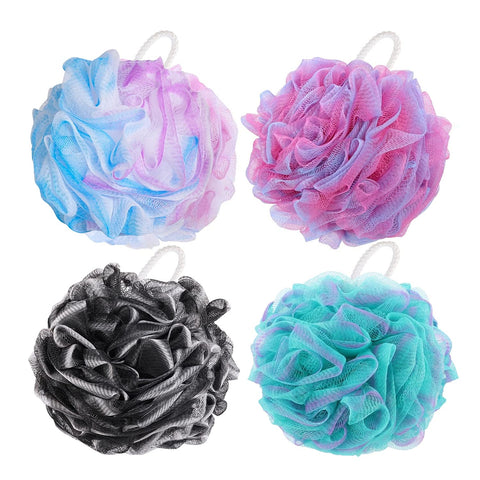 4 Pieces Shower Loofahs Bath Sponges 60g Bath Scrunchies Mesh Pouf Exfoliating Loofa for Body Washing