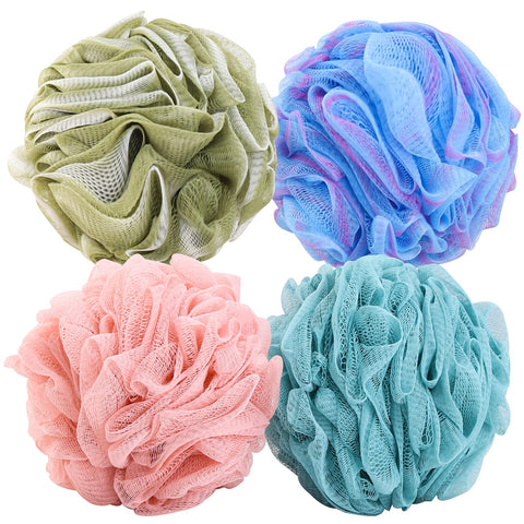 4 Pieces XL Loofah Shower Puff 75g/pcs Mesh Bath Loofa Body Sponges Scrubber for Bathing