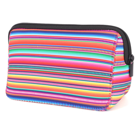 AJLTPA Cosmetic Bag Waterproof Neoprene Zipper Pouch Travel Portable Toiletry Makeup Bags Organizer Case for Women and Girls, Serape, 2 Piece Set