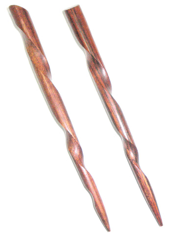 JWL (2) Rosewood Conical 6 Inch Hair Sticks Picks Pics Pins Forks - Hawaiian Style