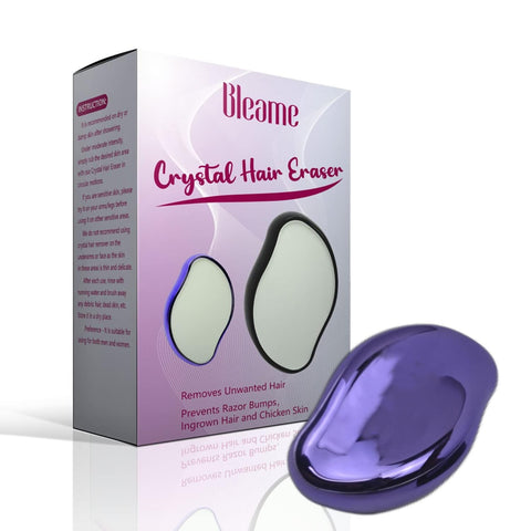 Bleame Crystal Hair Remover, Crystal Hair Eraser, Hair Removal Stone, Fast & Easy Crystal Hair Removal and Painless Exfoliation Hair Removal Tool for Men And Women (Purple)