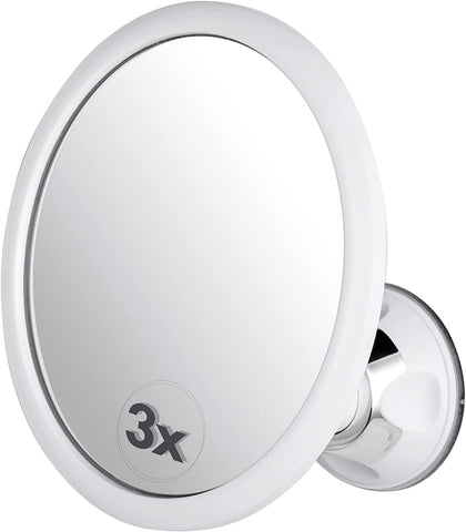 3X Magnifying Round Shower Mirror For Fogless Shaving with Strong and Sticky Suction Cup, Shatterproof Surface and 360° Swivel - 6.7" Diameter