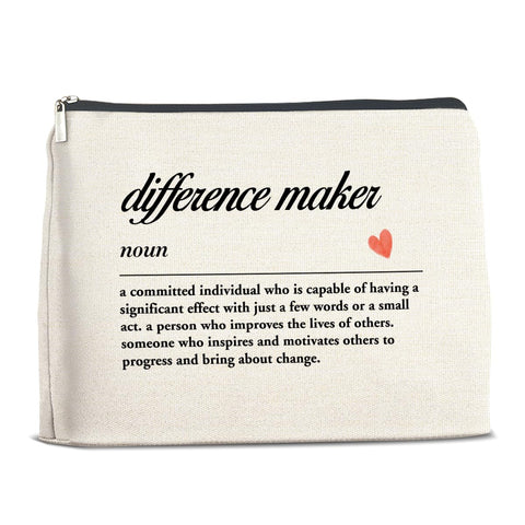 YeleY Difference Maker Gift - Coworker Gifts for Women - Thank You Gift for Coworker Colleague Boss Lady Mentor Leader - Difference Maker Definition Makeup Bag Cosmetic Bag Makeup Zipper Pouch, multicolor