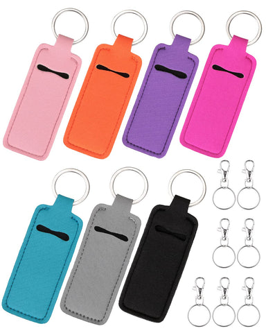 Meiiy Lip Balm Holder Sleeve Pouch With Clip, Lipstick Lip Gloss Holder With Hook Accessory (7pcs), Travel Accessory, Unisex-Adult