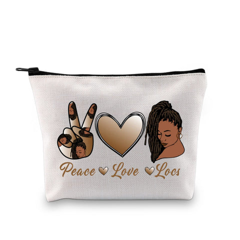 JXGZSO Peace Love Black Women Cosmetic Bag Natural Hair Makeup Bag Melanin Woman Gift Black Owned Business Gift, Peace Love Black Girl