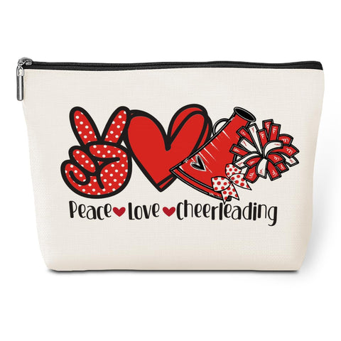 jeilink Funny Peace Love Makeup Bag Soccer Volleyball Cheerleading Travel Toiletry Bag for Women Friends Sport Team Lovers Coworker Boss Coach Female Birthday Christmas Retirement Thank You Gifts, Multicolor291, 9.8x7 Inches