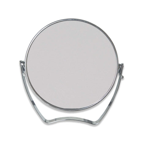 WMugthome Two-Sided 4-In/6-in with Handle Portable Round Makeup/Travel/Desk Mirror with 1X and 3X Magnification(Silver, 4inch)