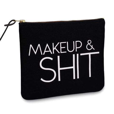 Woowland Funny Makeup Bags, Quote Cosmetic Zipper Pouch, Cute Christmas Gift Birthday Gift for Girls Women Sisters Friends (Black, 8 x 9.5 inch)