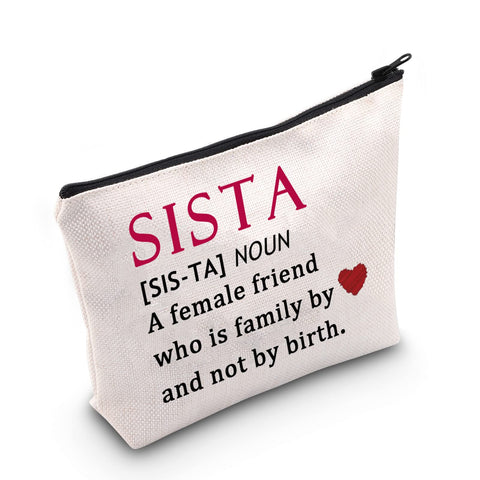 Sista Cosmetic Bag Afro Women Gift Black Girl Gift SisterHood Makeup Zipper Pouch Bag for African American Girl, SISTA, 0