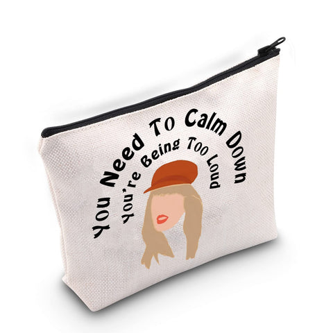 TOBGB Album Gift Singer Song Lyrics Inspired Makeup Bag Singer Merchandise Music Makeup Bag, Off White, Calm Down Version