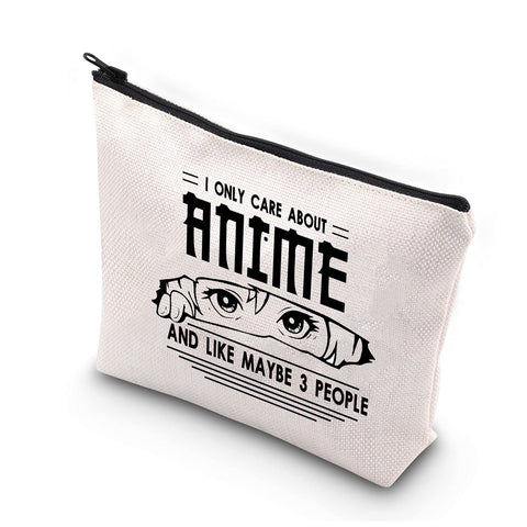 BDPWSS Anime Lover Gifts For Girls Anime Makeup Bag Anime Lover Gift Japan Anime Fans Gift i Only Care About Anime And Like Maybe 3 People Anime Makeup Pouch, Care about anime,