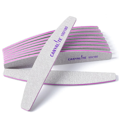 Canvalite 10 PCS Professional Nail Files Double Sided Emery Board(100/180 Grit) Nail Styling Tools for Home and Salon Use