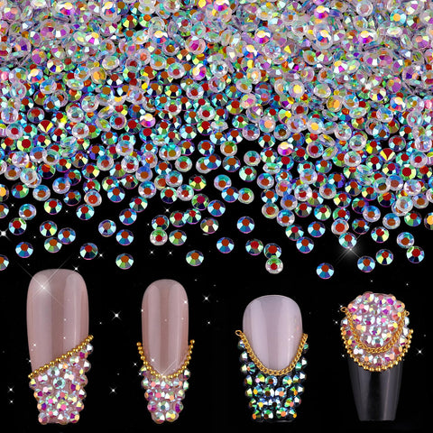 GADGETS ENTREPOT 2.4Mm Ab Mini Rhinestone(5000Pcs) : 5000Pcs Ultra Mini 2.4Mm Small Diamond DIY Glass Rhinestones Iridescent Crystals Long Lasting Ab Shine Like Swarovski for Nail Art Phone