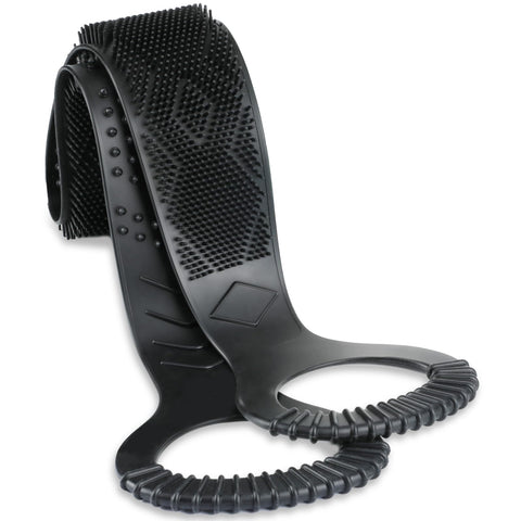 FREATECH Exfoliating Silicone Back Scrubber - 38" Dual-sided Shower Back Washer for Deep Cleansing and Massage, Cover the Entire Back, Smooth & Rejuvenate Skin, Easy to Clean and Long-lasting, Black