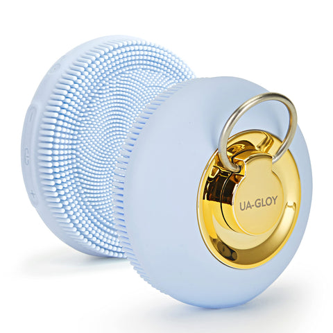 UA-GLOY Upgraded Facial Cleansing Brush,Silicone Face Scrub Women Brush, Vibrating Waterproof Rechargeable Face Scrubber Use for Exfoliating, Massaging and Deep Cleansing Blue