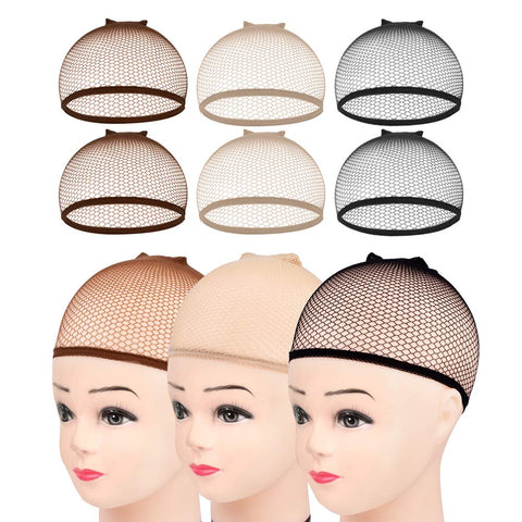 MORGLES 6pcs Mesh Wig Caps for Women (Brown, Beige, Black)