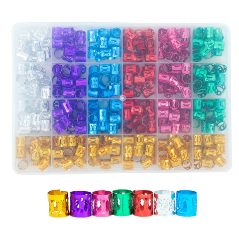 400PCS Dreadlocks Beads Hair Braid Rings Clips Colorful Aluminum Dreadlocks Beads Hair Decorations Adjustable Metal Cuffs Braiding Hair Accessories ( Multi-colored)