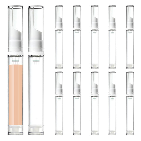RONRONS 12 Pieces Airless Pump Bottles, 15 ml Empty Vacuum Foundation Container Reusable Plastic Eye Cream Bottle, Refillable Travel Size Makeup Containers for Lotion Serums Toner, Clear