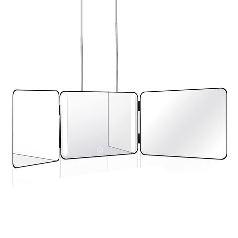 JANMPASK LED 3 Way Mirror Trifold to See Back of Head for Self Hair Cutting Barber Supplies Accessories 360 Makeup Vanity Mirror with Light