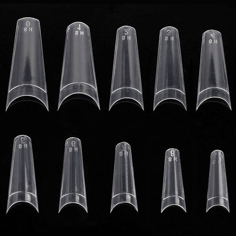 BTYMS 2000Pcs Stiletto Fake Nail Clear&Natural Nail Tips Half Cover Acrylic False Nails 10 Sizes, 1000Pcs Clear And 1000Pcs Natural Long Claw Nails