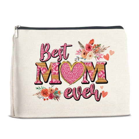 YeleY Best Mom Gift - Mom Gifts Ideas - Gifts for Mom Mother Mama Mum - Best Mom Makeup Bag - Best Mom Ever Cosmetic Bag Makeup Zipper Pouch, multicolor