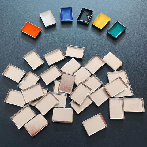 FCLUB Empty Mini Shallow Eyeshadow Metal Palette Pans for Melting Lipstick Pressed Powders - 100 Pack