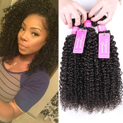 18 20 22 24inches : Original Queen 100% Brazilian Unprocessed Virgin Kinky Curly Human Hair Weave 4 Bundles Deep Curly Hair Extensions Mixed Length 18 20 22 24inches